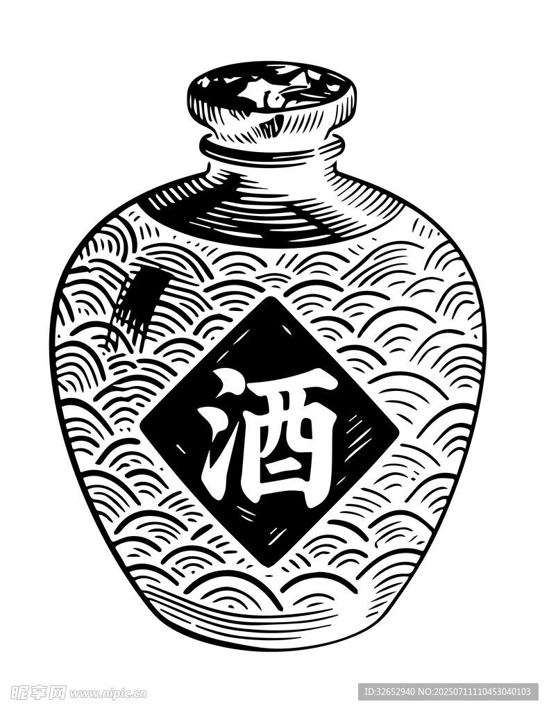 古典酒坛图案设计