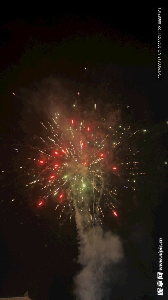 夜空中绚烂绽放的烟花