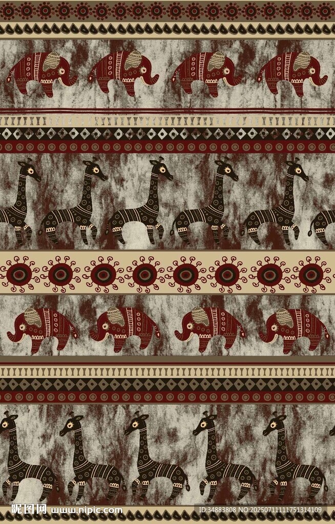 复古动物图案织物纹理