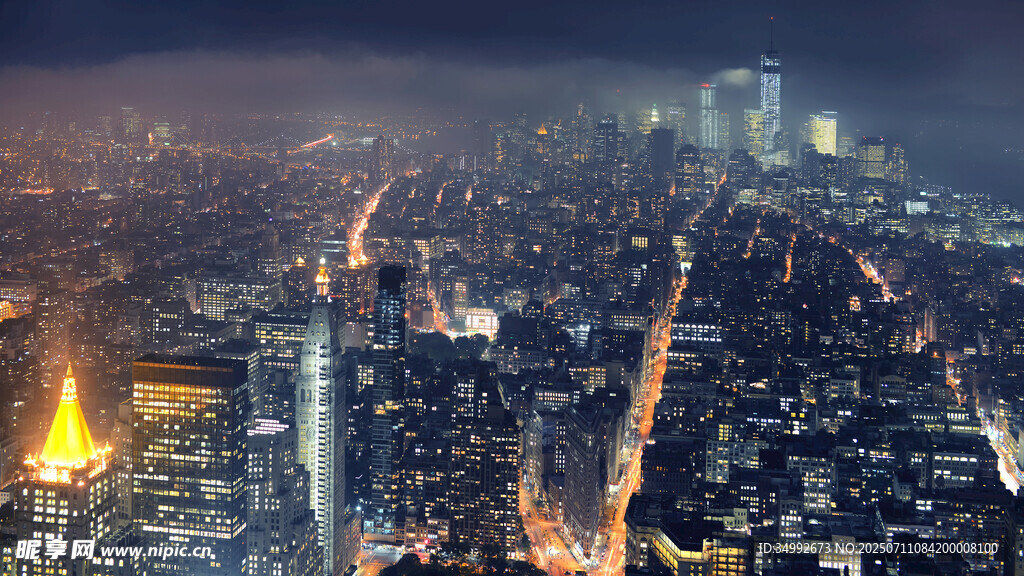 繁华都市夜景俯瞰