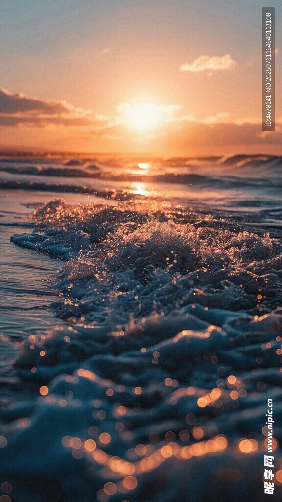 海边日落海浪美景