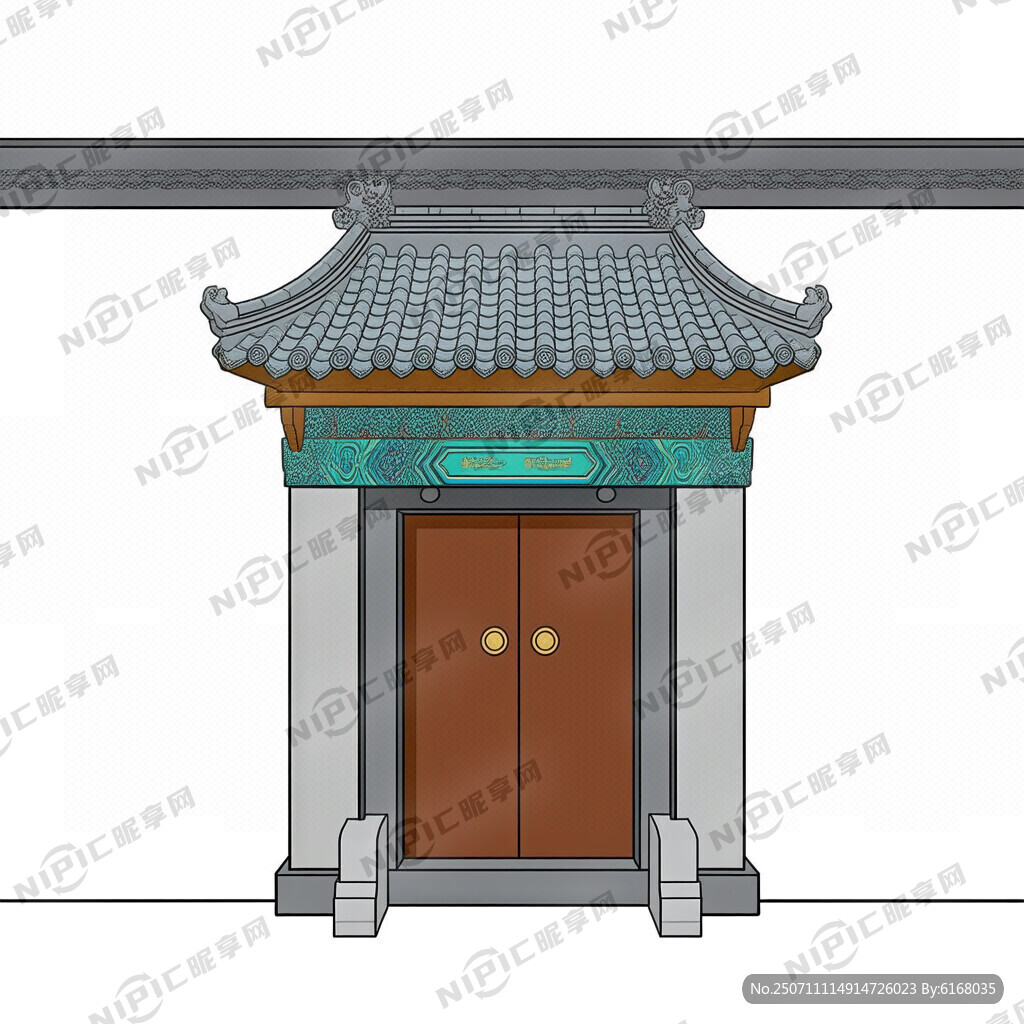 灵房矢量图 琉璃瓦门头