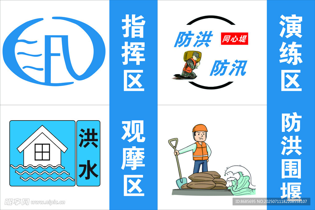 防洪防汛相关标识图标集