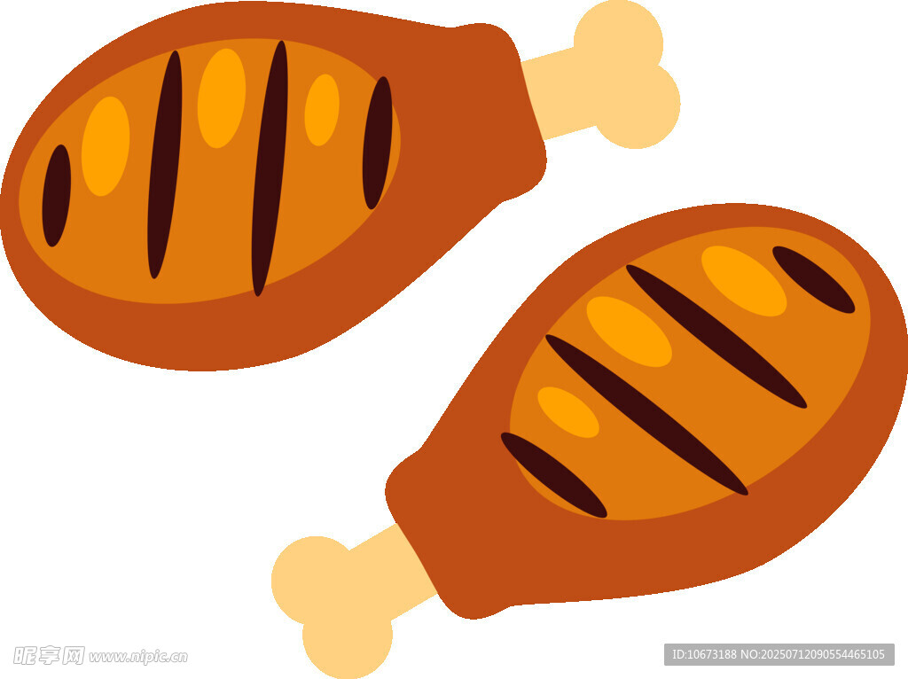 烤鸡腿插画