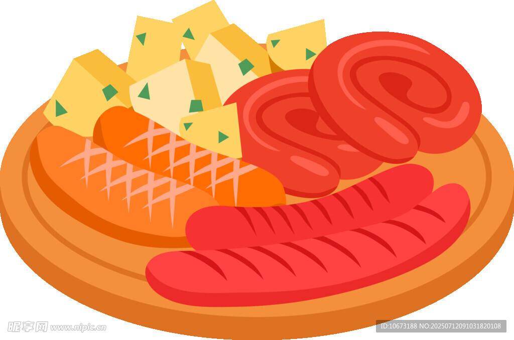 美味拼盘烤肉与蔬果