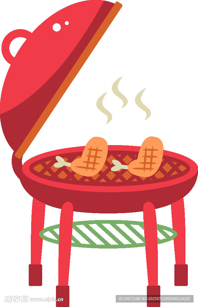 红色烤架上的美味烤肉