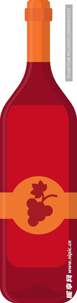 红色酒瓶配金色图案