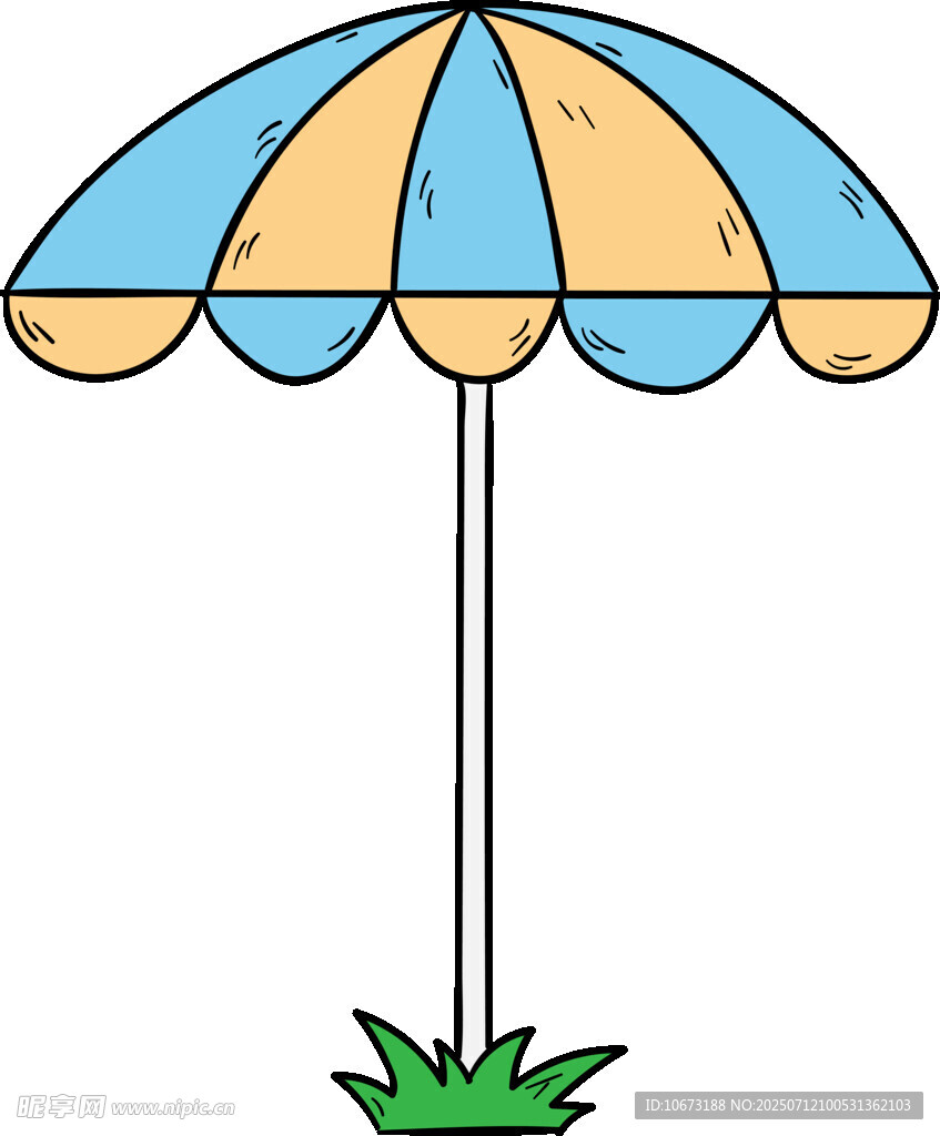 户外彩色遮阳伞插画