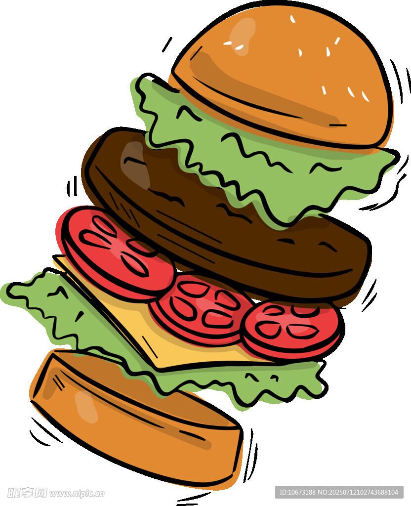美味多层汉堡插画