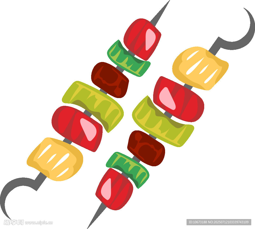 彩色串烧美食插画