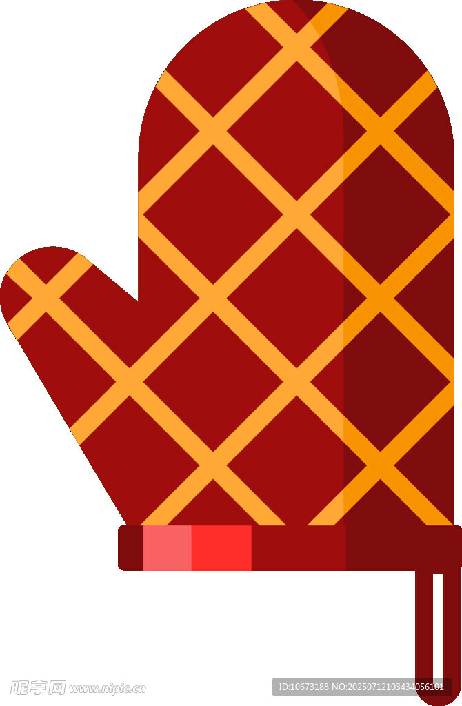 红色格子隔热手套