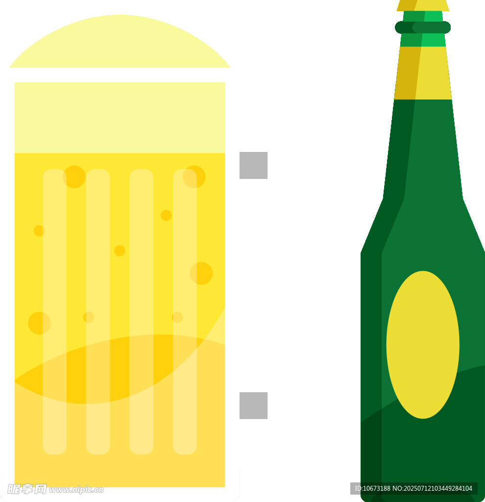 啤酒瓶与啤酒杯插画