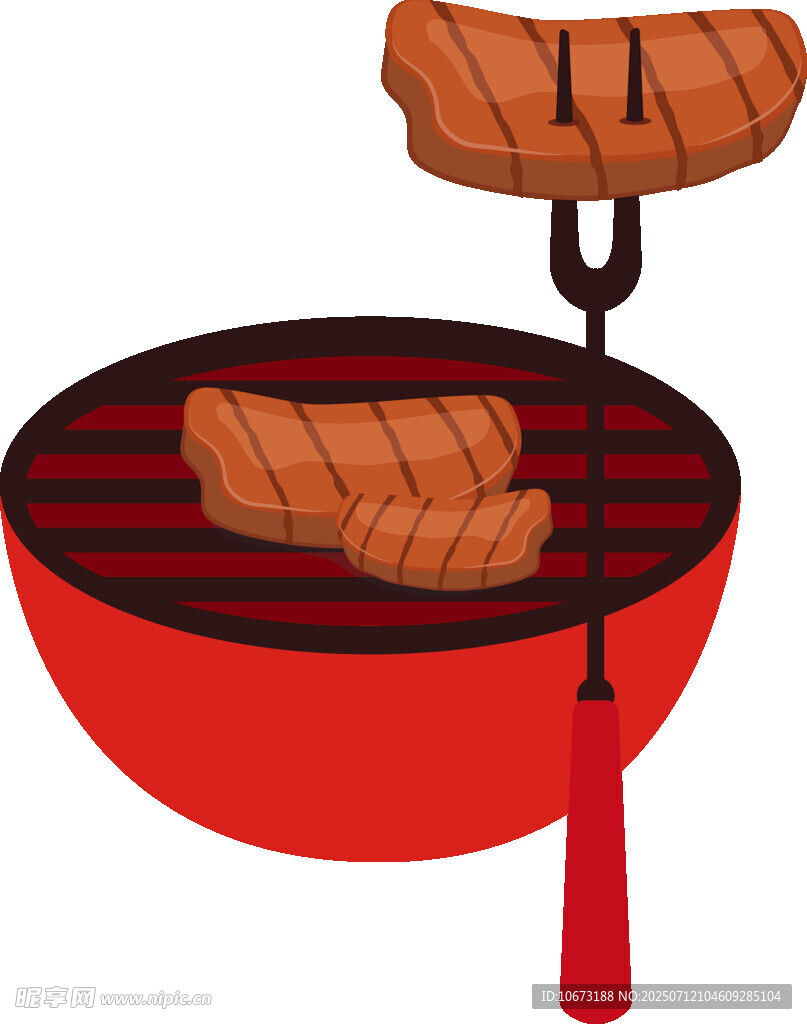 红色烤架上的美味烤肉
