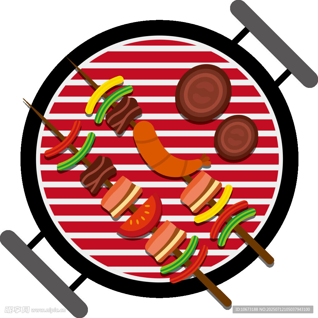 烧烤架上的多样美味食材