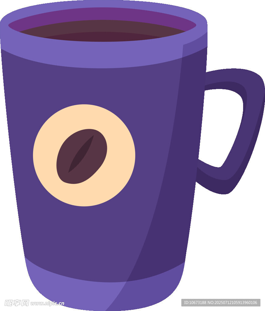 紫色咖啡杯插画