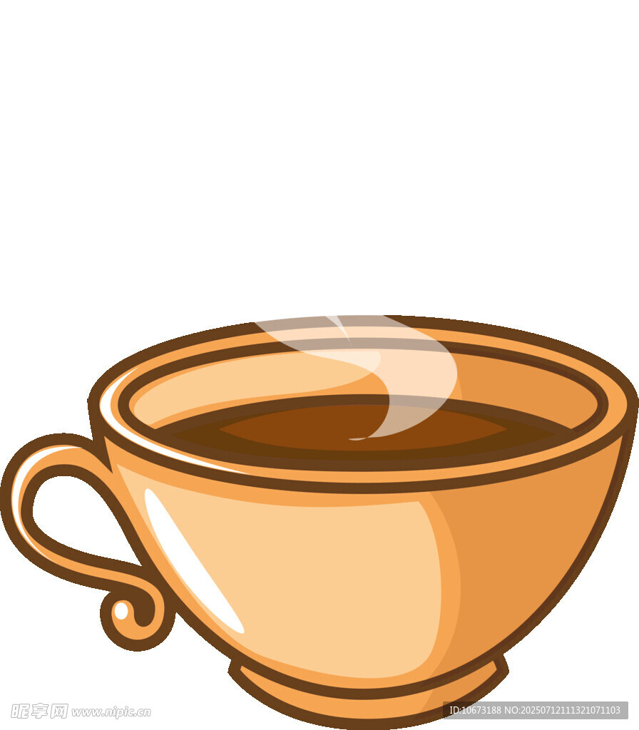 卡通风格的热咖啡杯