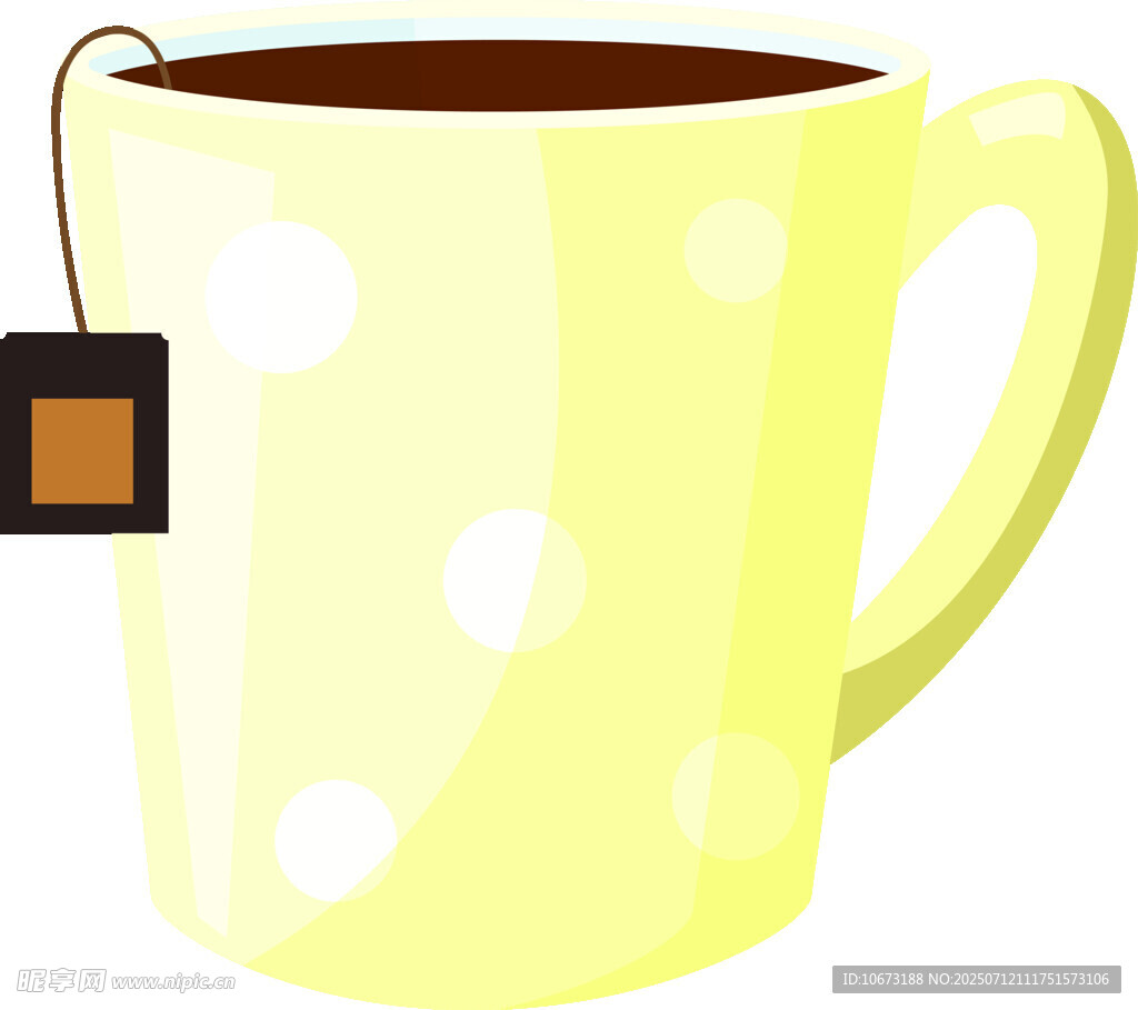 黄色带点茶杯与茶包