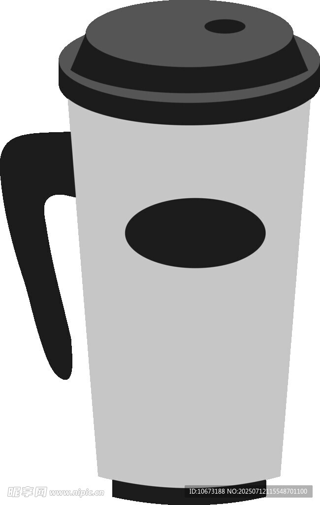 简约黑白风带盖咖啡杯