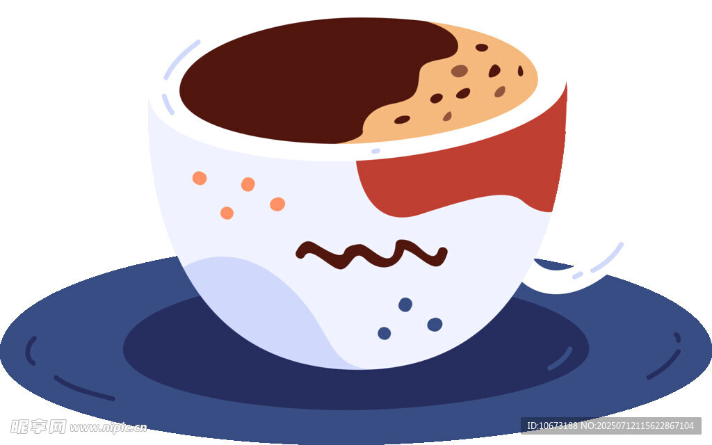 可爱笑脸咖啡杯插画