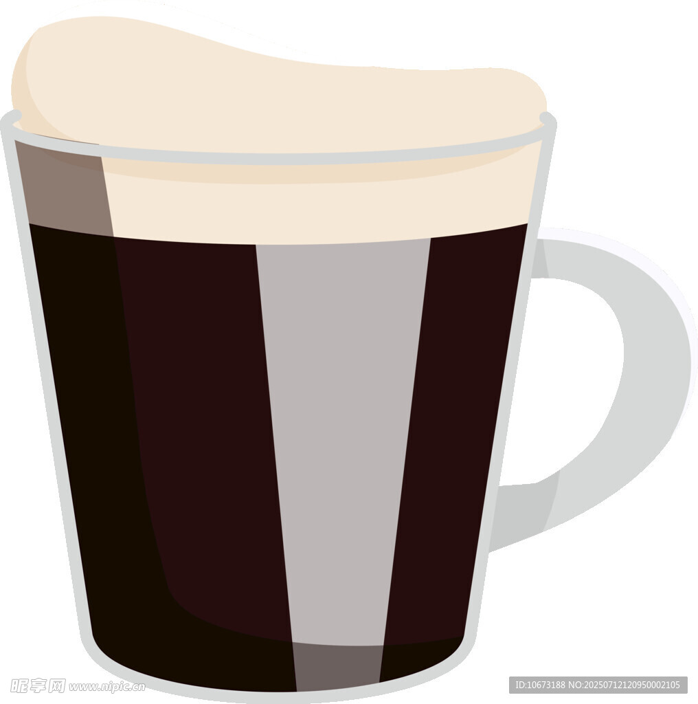卡通风格的深色咖啡杯