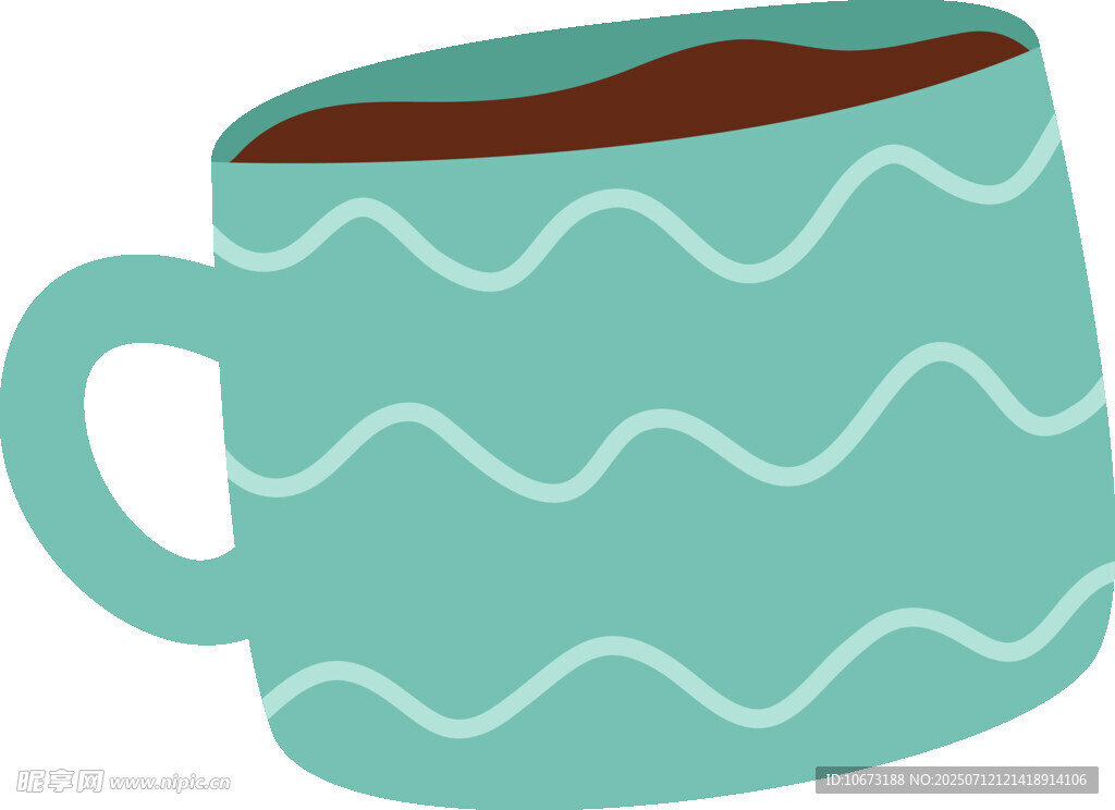 浅蓝色波浪纹咖啡杯