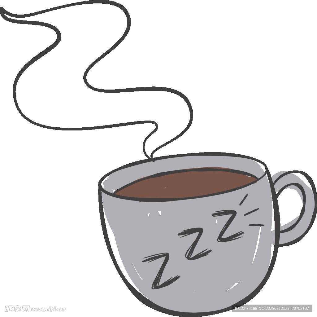 咖啡杯上的睡眠符号