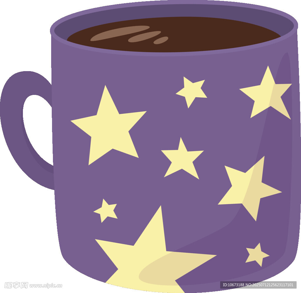 紫色星星图案咖啡杯