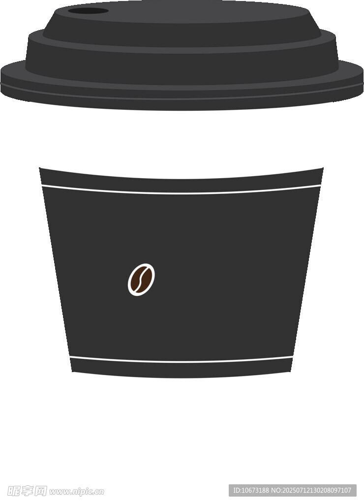 黑色带盖咖啡杯设计图