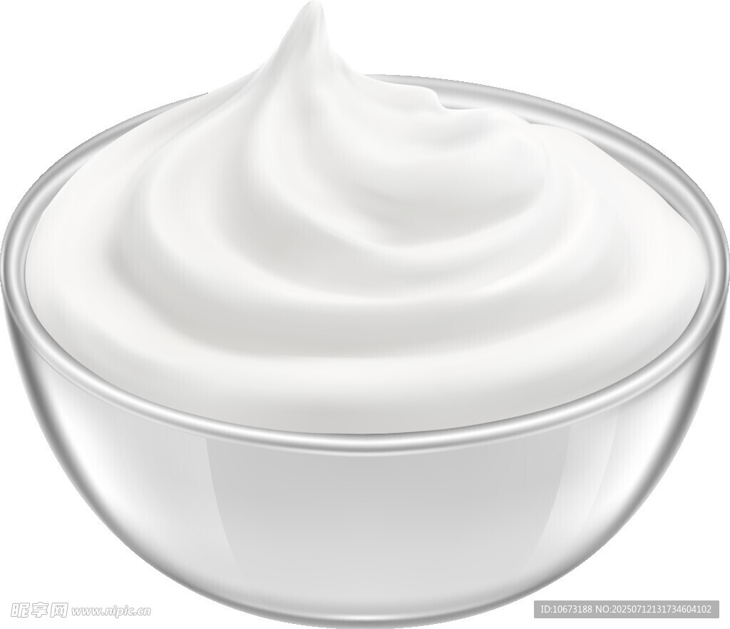 玻璃碗中的白色乳霜