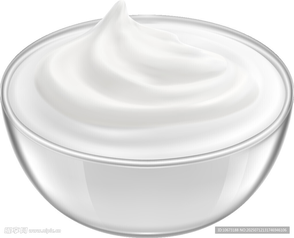 玻璃碗中的白色乳霜