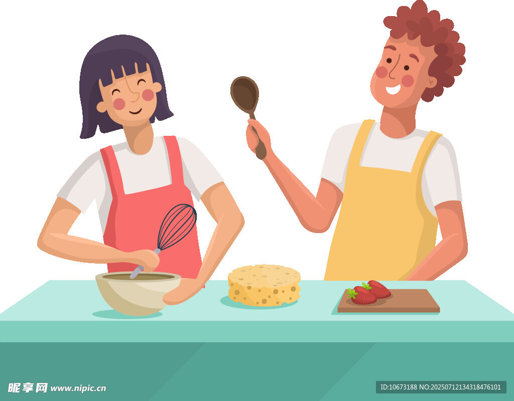 两人愉快下厨做美食