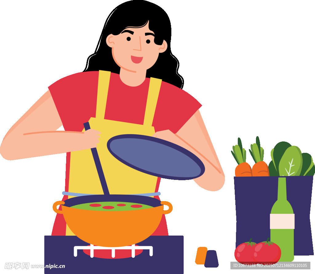 女士专注烹饪场景