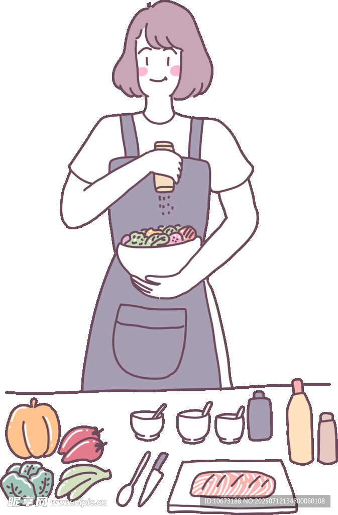 女士专注准备美味食材