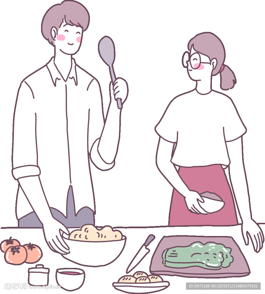 情侣厨房共烹美食