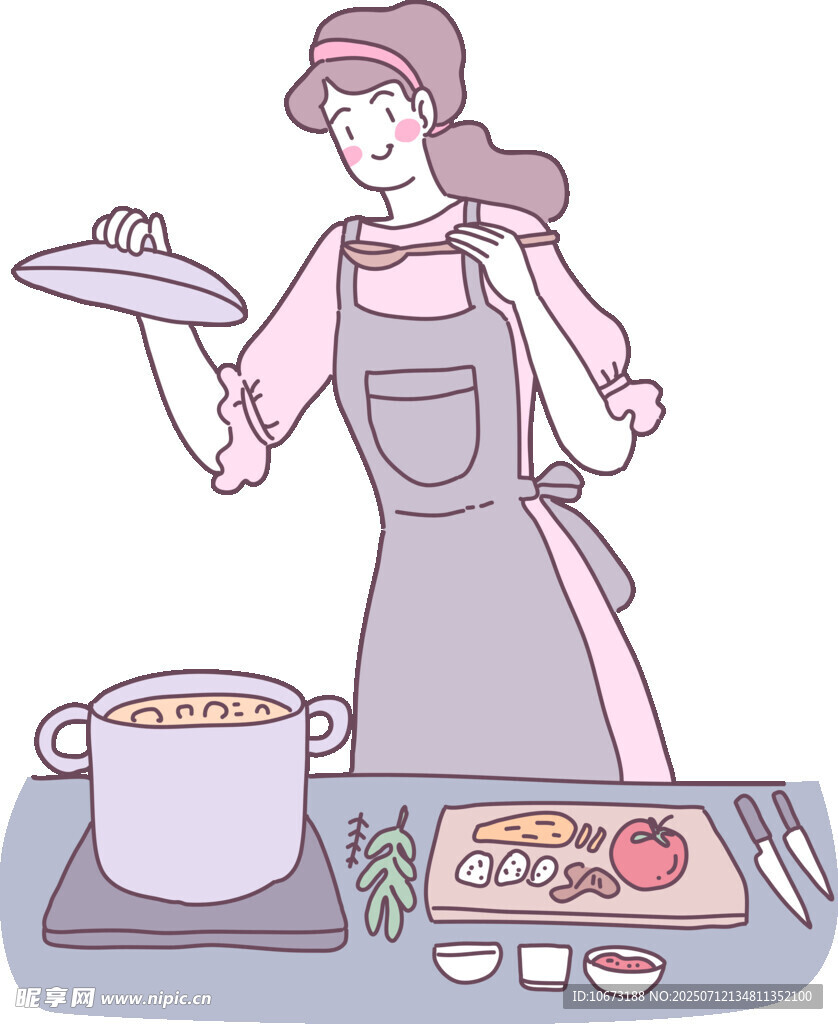 围裙女士优雅端盘烹饪