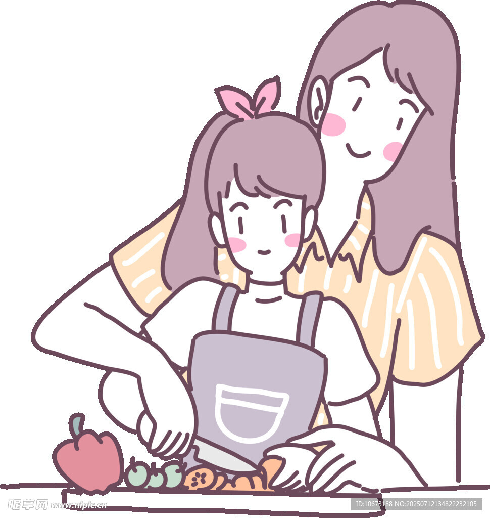 母女温馨共做美食时刻