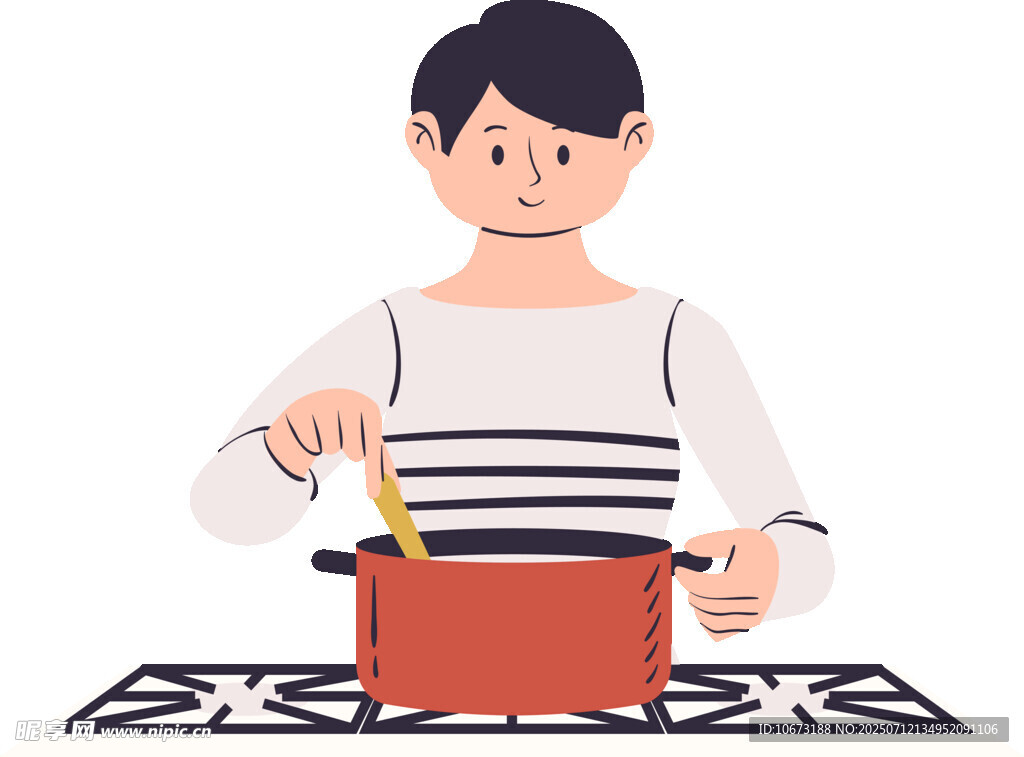 男子专注烹饪美食