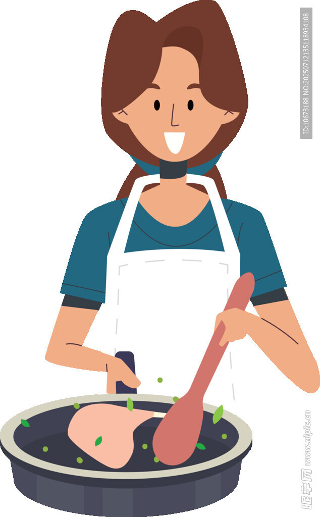 女士围裙下厨烹饪美食
