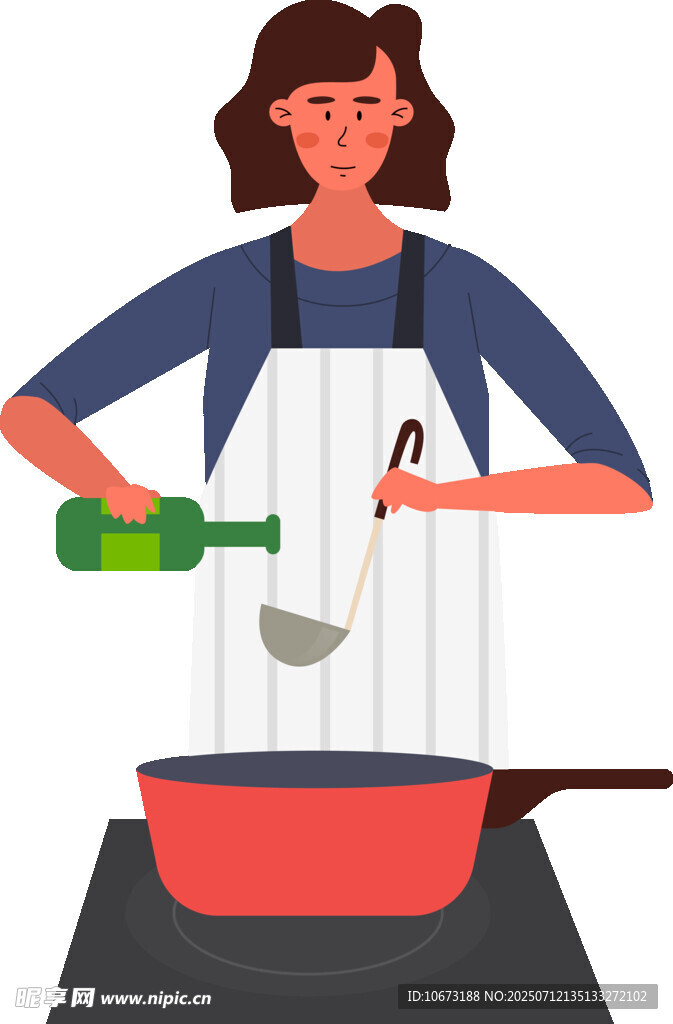 女士烹饪中倒酒瞬间