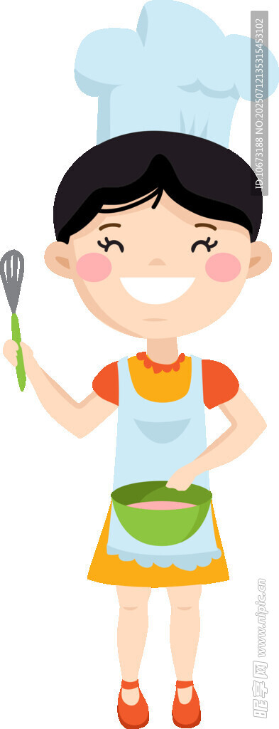 可爱小厨师手持厨具
