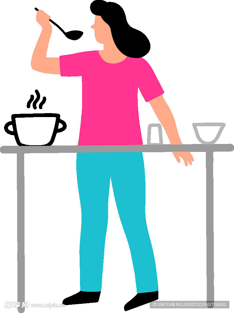 女士厨房烹饪场景