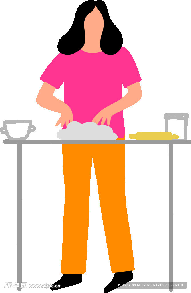 女性厨房专注料理场景