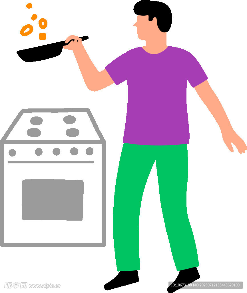男子在炉灶旁烹饪