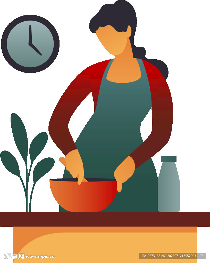 厨房女性正在搅拌食材