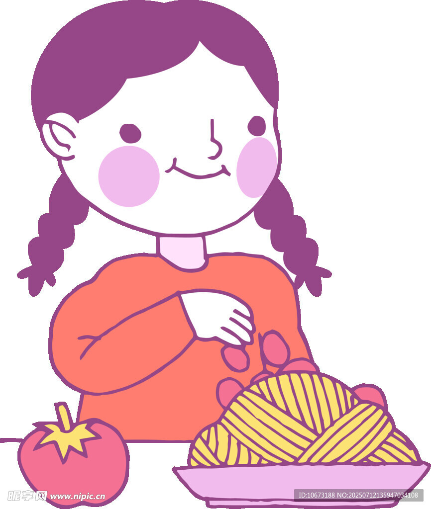 小女孩开心享用美味面食