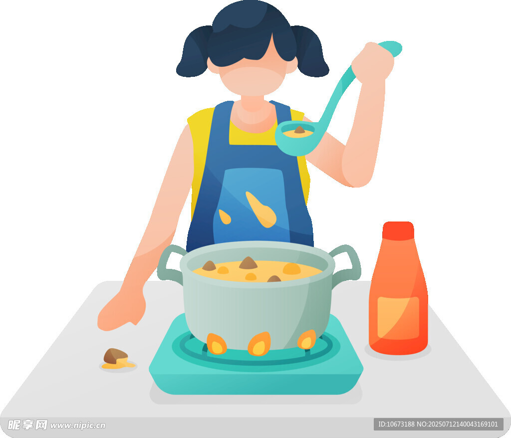 女士专注烹饪美味菜肴