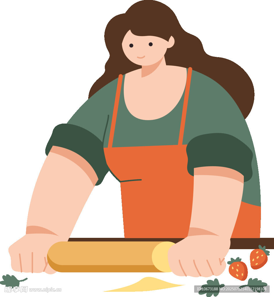 女子专注擀面做美食