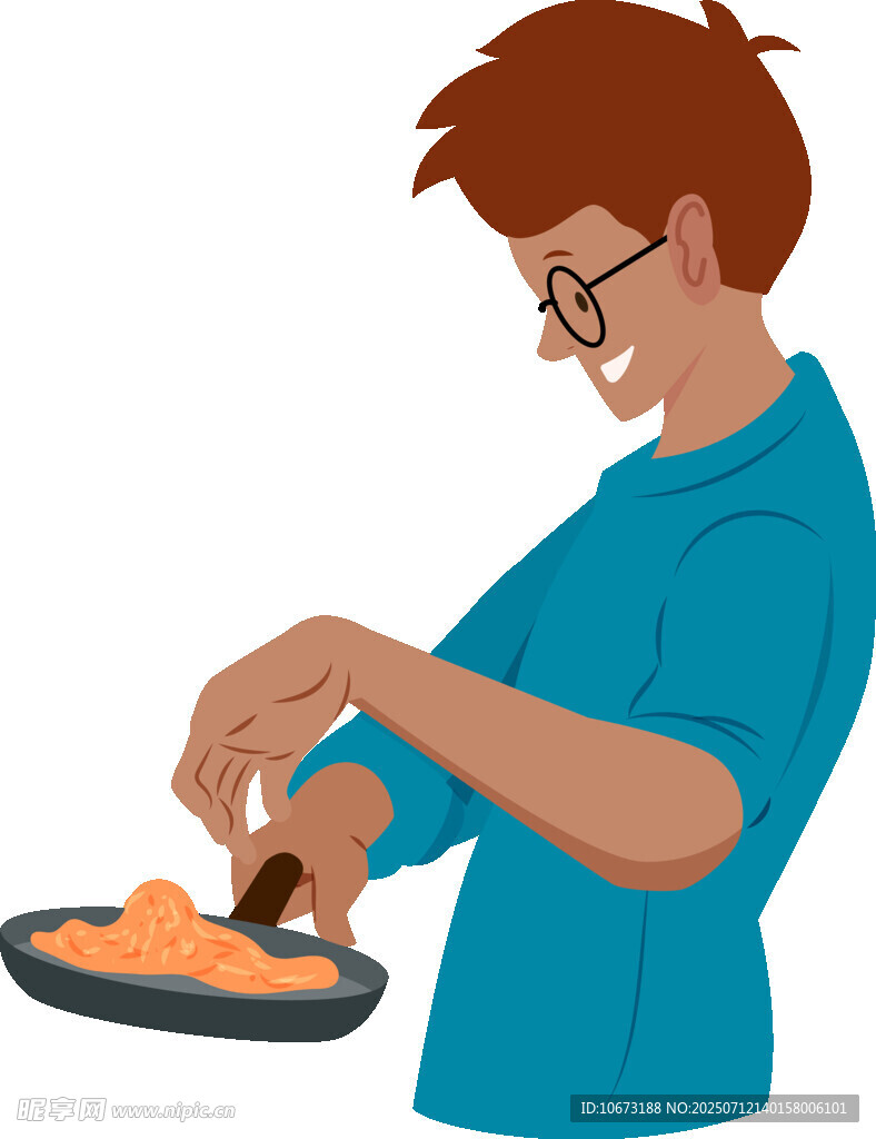 男士专注烹饪美食