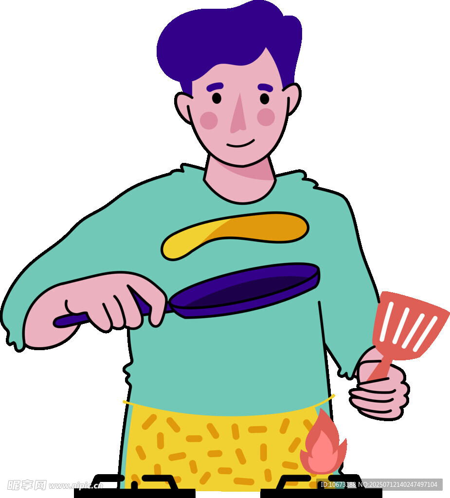 男子专注烹饪美食画面