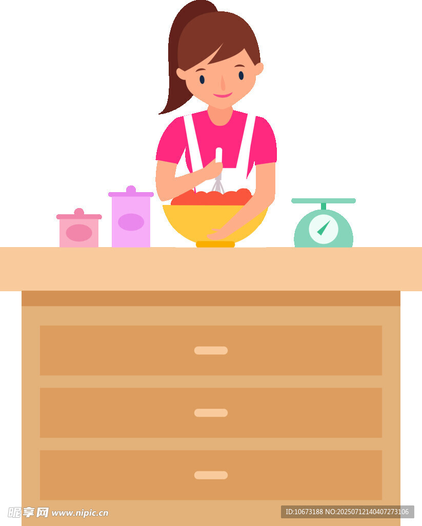 女士厨房搅拌食材场景